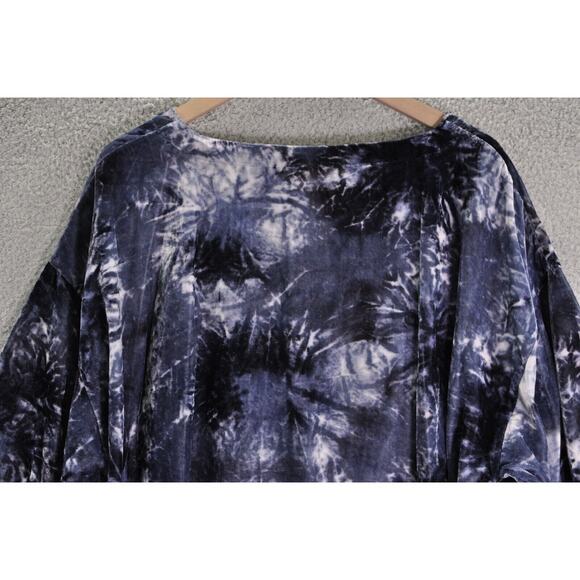 NWT J.Jill Top‎ Women's XL Pure Jill Blue Velvet Tie Dye 3/4 Sleeve Soft Boho - Picture 5 of 8